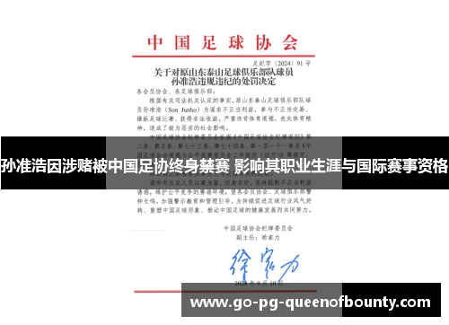 孙准浩因涉赌被中国足协终身禁赛 影响其职业生涯与国际赛事资格